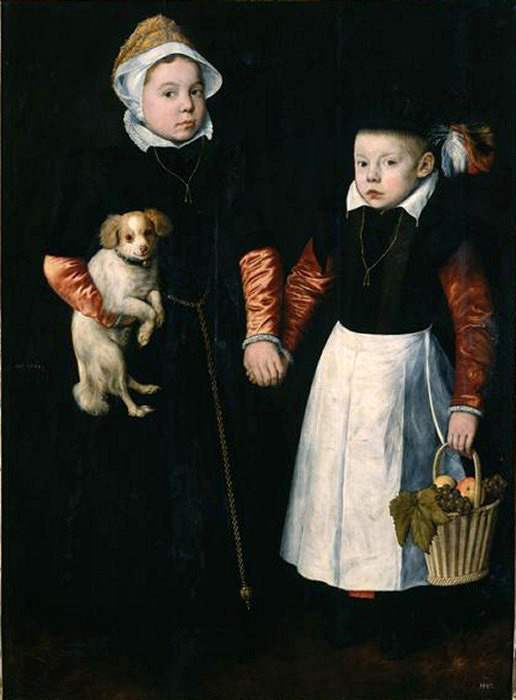 portrait of sister and brother studio[